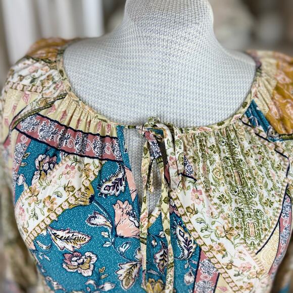 Andre By Unit Plus sz. 1 X Boho midi length patchwork dress, bohemian gypsy 4224 - Picture 5 of 8